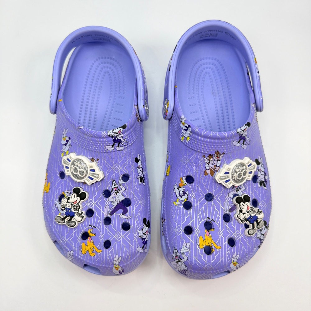Crocs Womens 7 M 5 Disney 100th Anniversary Classic Clogs Purple Mickey Mouse
